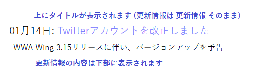 お知らせと更新情報の見方